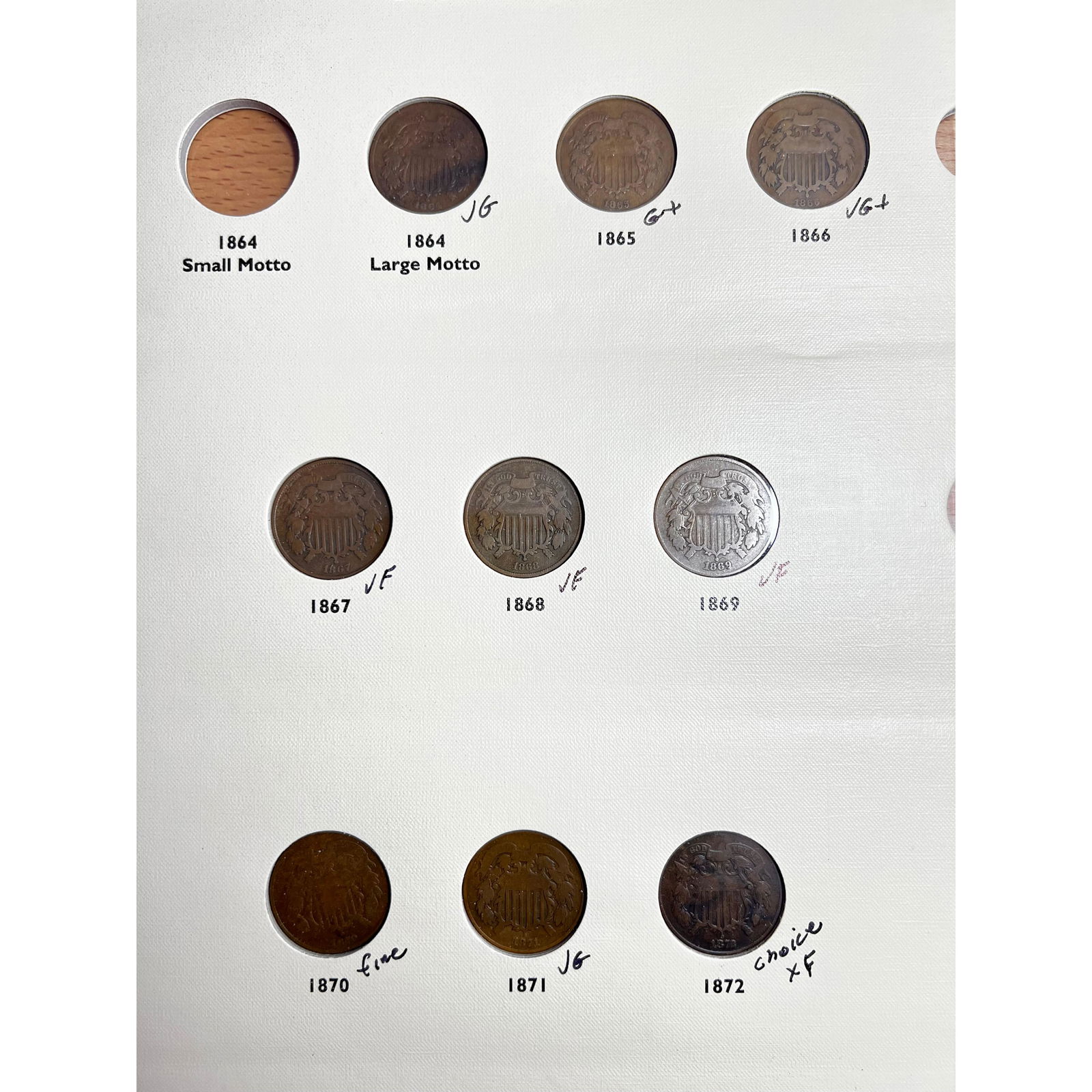 9 Two Cent Pieces 1864-1872 (1 of 2)