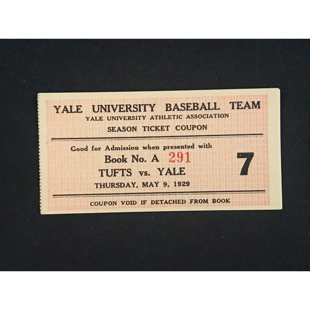 1929 Yale Baseball Team Ticket (1 of 2)