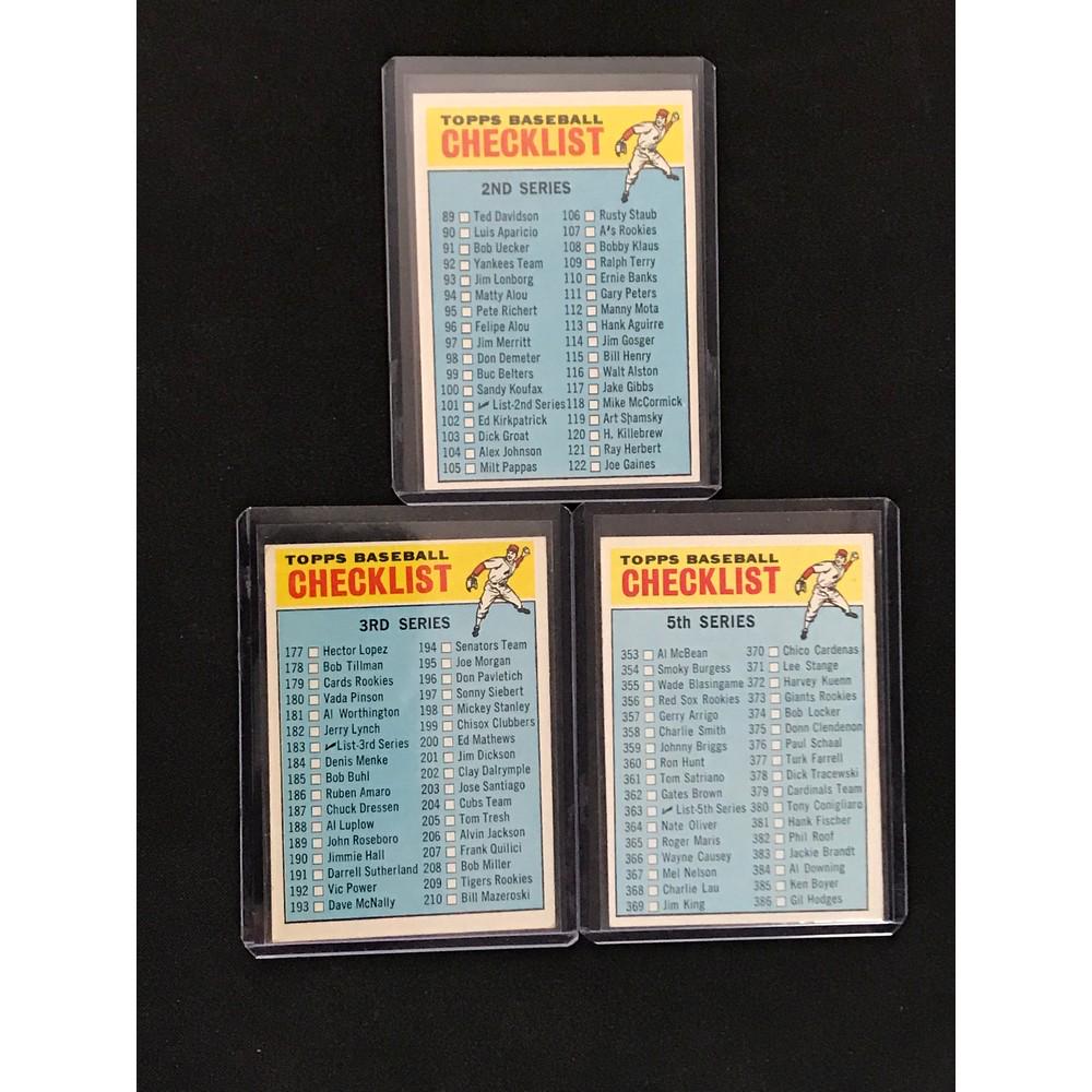 Three 1966 Topps Baseball Checklists Cards (1 of 2)