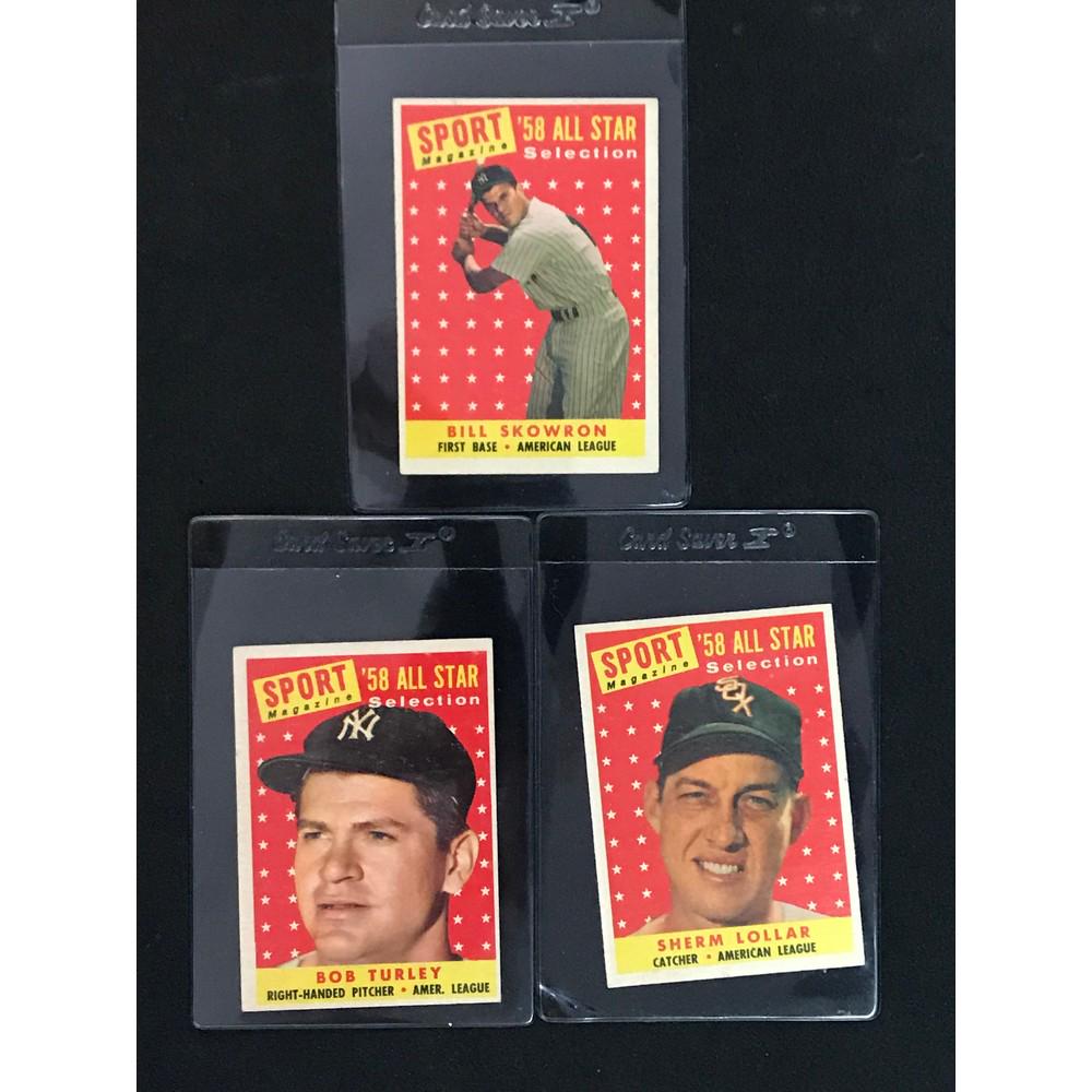 Three 1958 Topps Allstars Thurley/lollar/skowron (1 of 2)