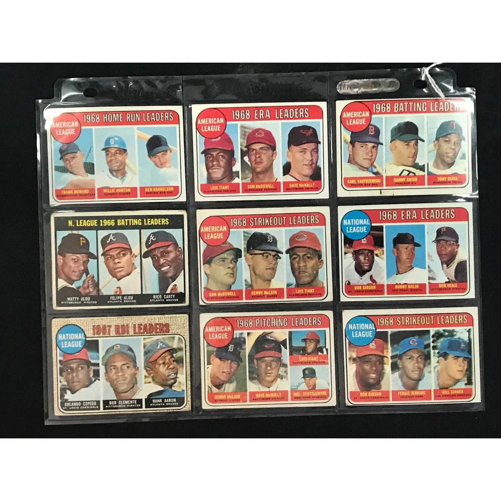 9 1968/69 Topps Baseball Leader Cards (1 of 2)