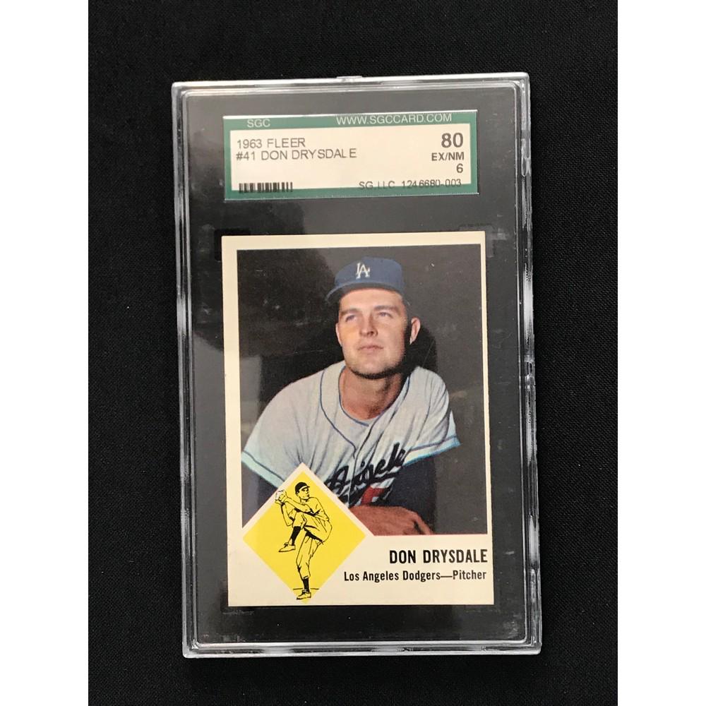 1963 Fleer Don Drysdale Card Sgc 6: 1963 Fleer Don Drysdale Card Sgc 6