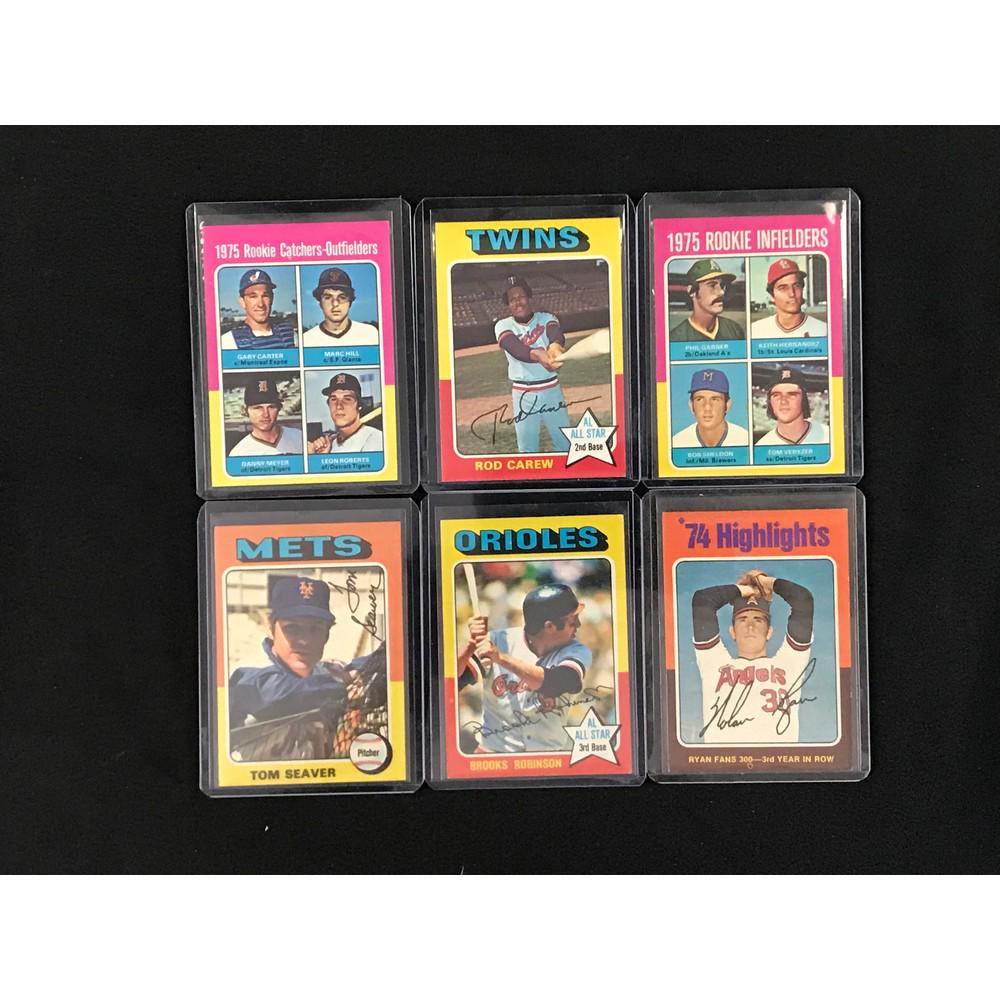 6 Different 1975 Topps Baseball Stars/hof (1 of 2)