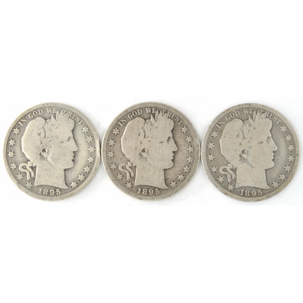 Lot Of 3 1895 Barber Half Dollars P, O & S Mint Co (1 of 2)