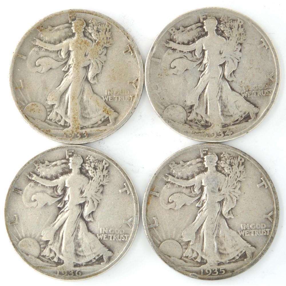 Lot Of 4 Walking Liberty Half Dollars (1 of 2)