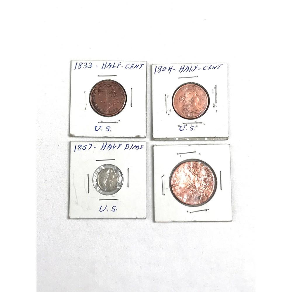 4 Us  Type Coins Half Cent/half Dime (1 of 2)