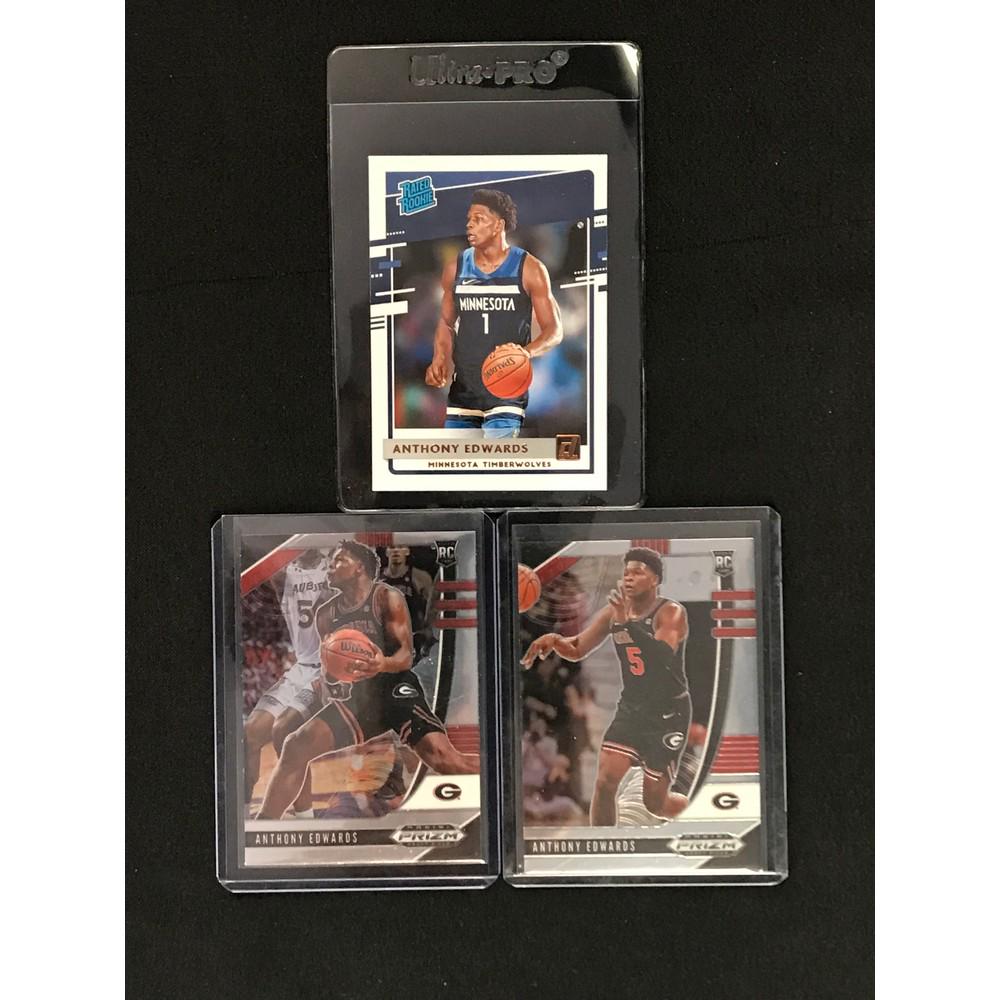 Three Anthony Edwards Rookie Cards (1 of 2)