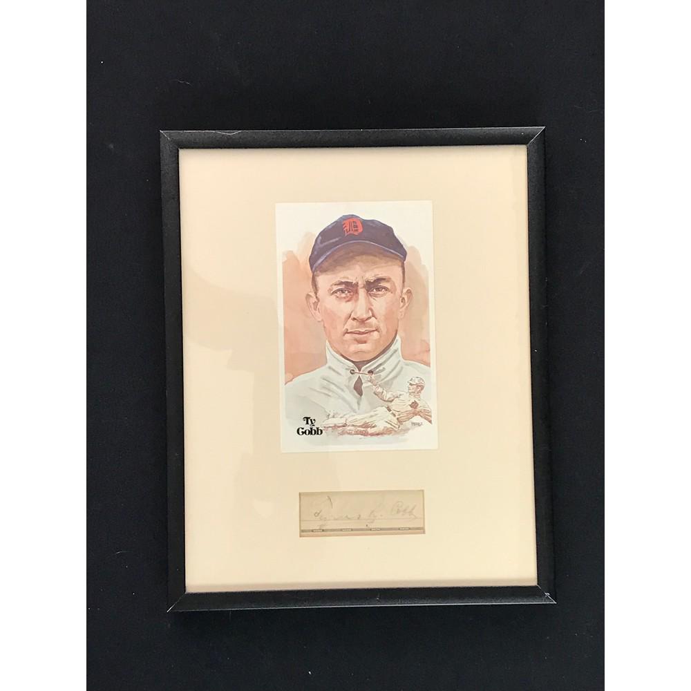 Ty Cobb Framed Postcard And Autograph Jsa Loa (1 of 4)