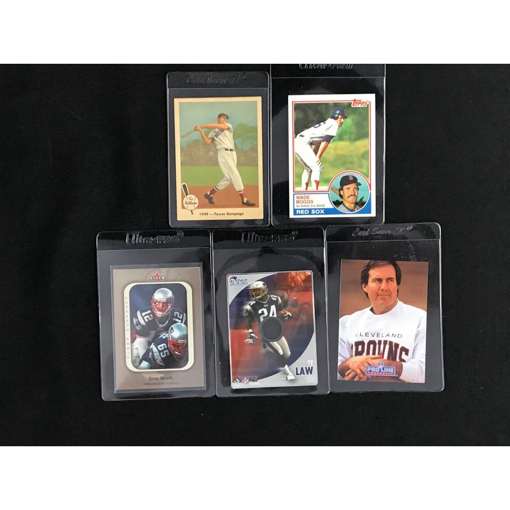 5 Boston Sports Cards,brady,belichick (1 of 2)