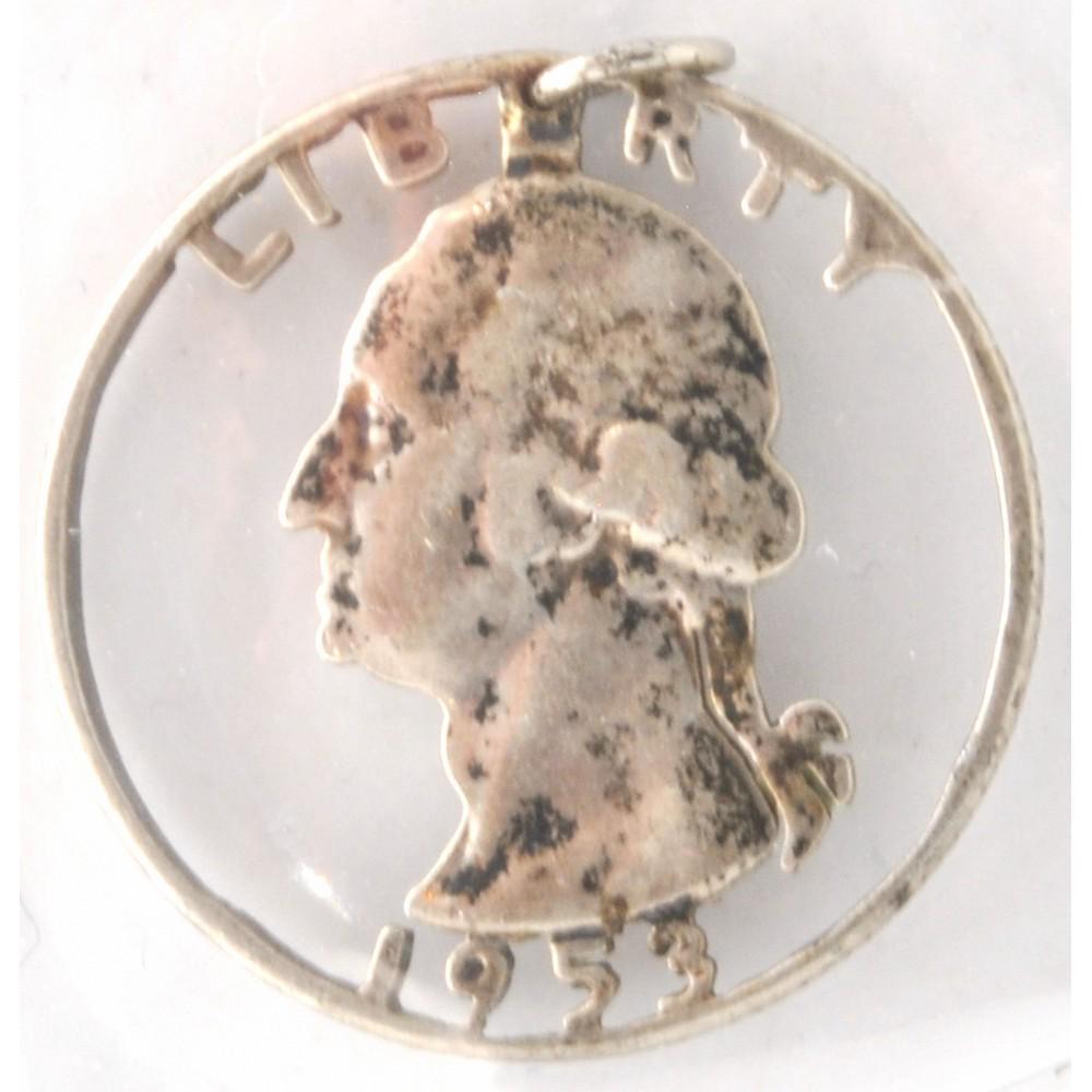 1953 Washington Quarter Hobo Art Coin: Cut Out Silhoeuette