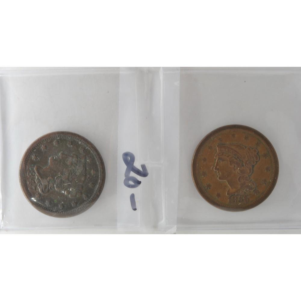Two Braided Hair Liberty Large Cents (1 of 2)