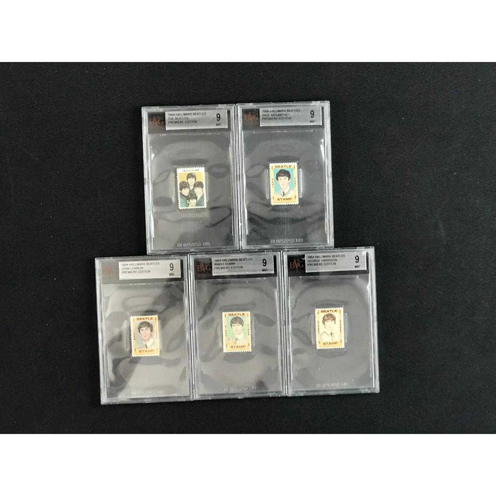 5 1964 Hallmark Beatles Graded Stamps (1 of 2)