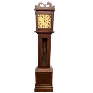 Antique Grandfather Clock Pine Case Old Paint: Measures 85"