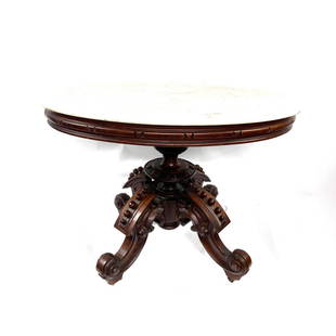 Walnut Marble top Stand Victorian: 29x36x26 stretcher base 4 legs