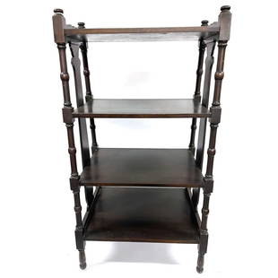 Mahogany Bookshelf Four Tier Slanted: Grand Rapids Michigan Label #611 36x19x10