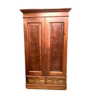 Antique Mahogany Wardrobe 82x43x17: Antique Mahogany Wardrobe 82x43x17 Two Drawers