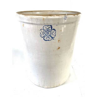 Stoneware Crock Number 15 with Blue Decoration: Measures 21"x16 Diameter