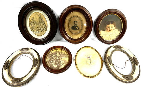 7 Antique Oval Frames one with Abraham Lincoln: 7 Antique Oval Frames one with Abraham Lincoln