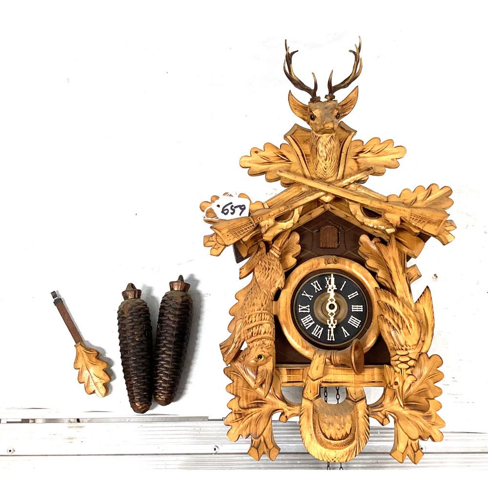 Vintage German Cuckoo Clock with stag design light (1 of 1)