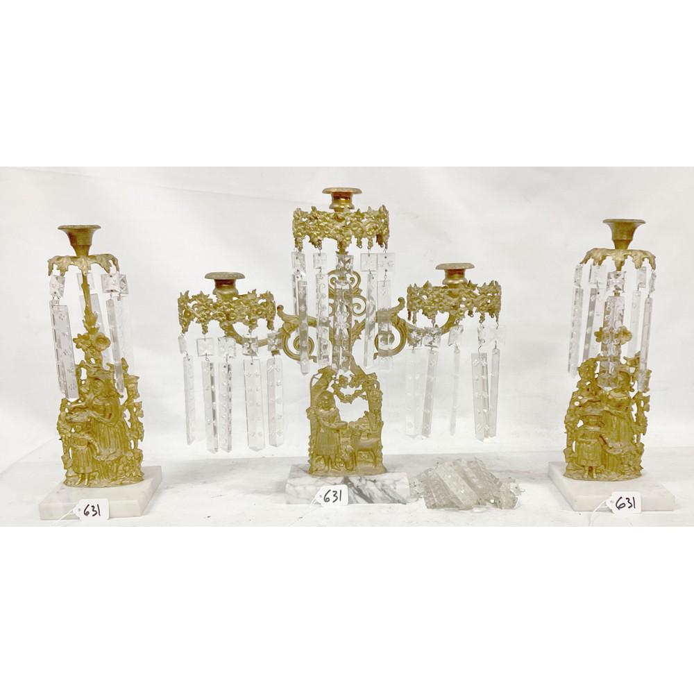 Antique Three Piece Garniture Set with marble Base (1 of 1)