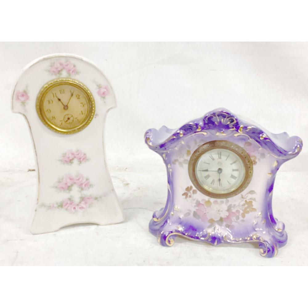 2 Ansonia Royal Bonn clock, porcelain, floral (1 of 2)