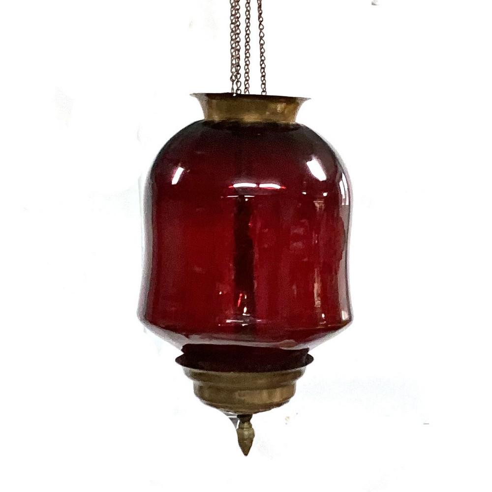Victorian ruby glass hanging lamp (1 of 1)