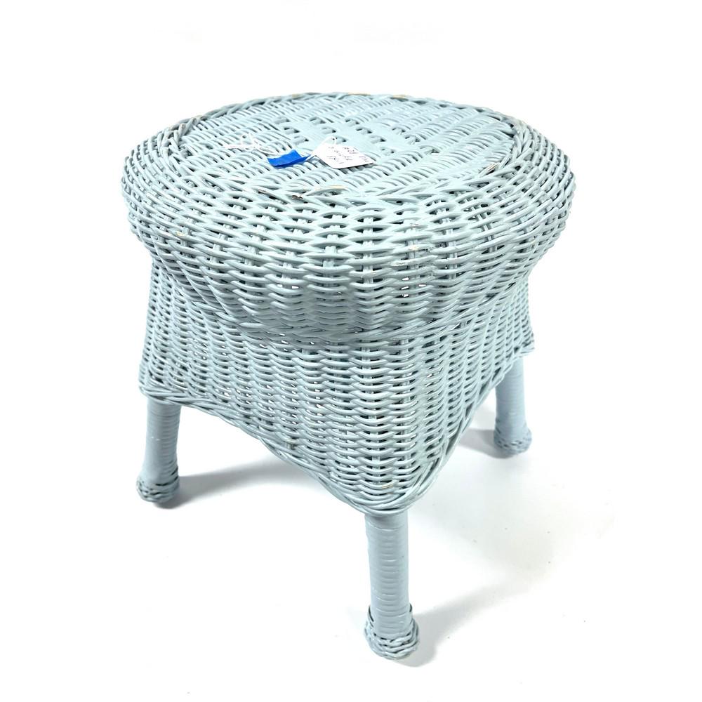 Oval wicker stool blue (1 of 1)