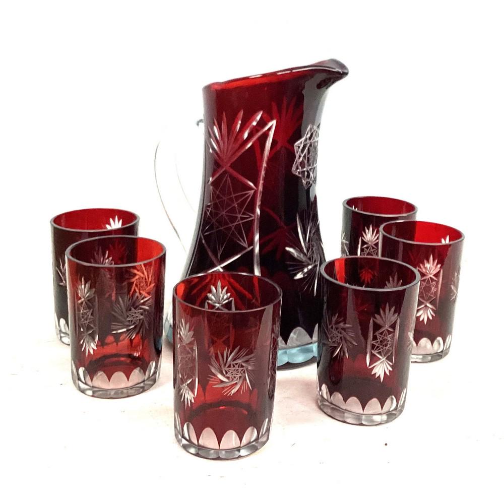 10 Pieces of Victorian Ruby Cut Pitchers and Tumbl (1 of 2)