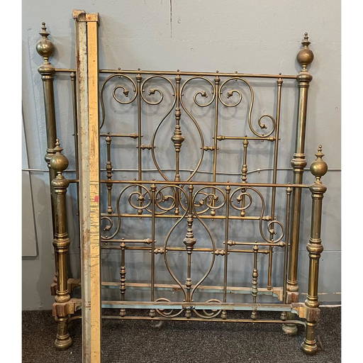 Vintage Brass Bed With Iron Rails