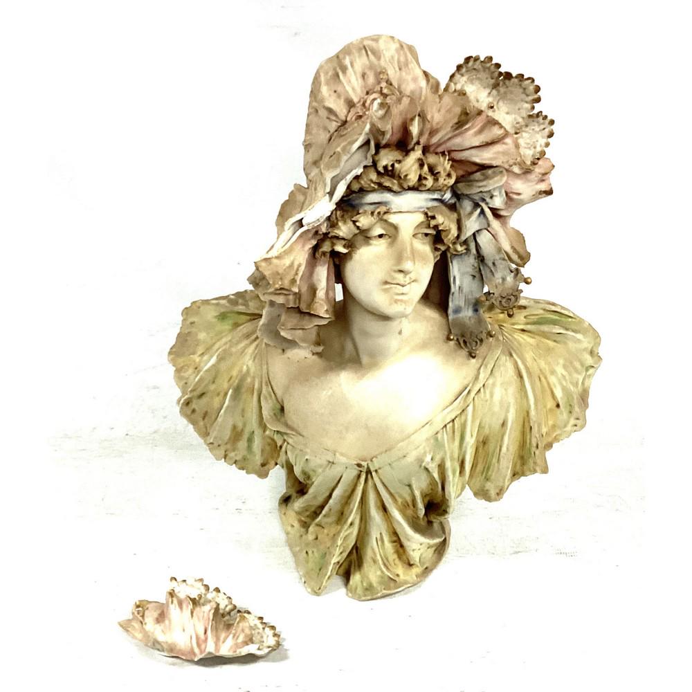 E. Stallmacher Porcelain Bisque Bust: 18Hx14W