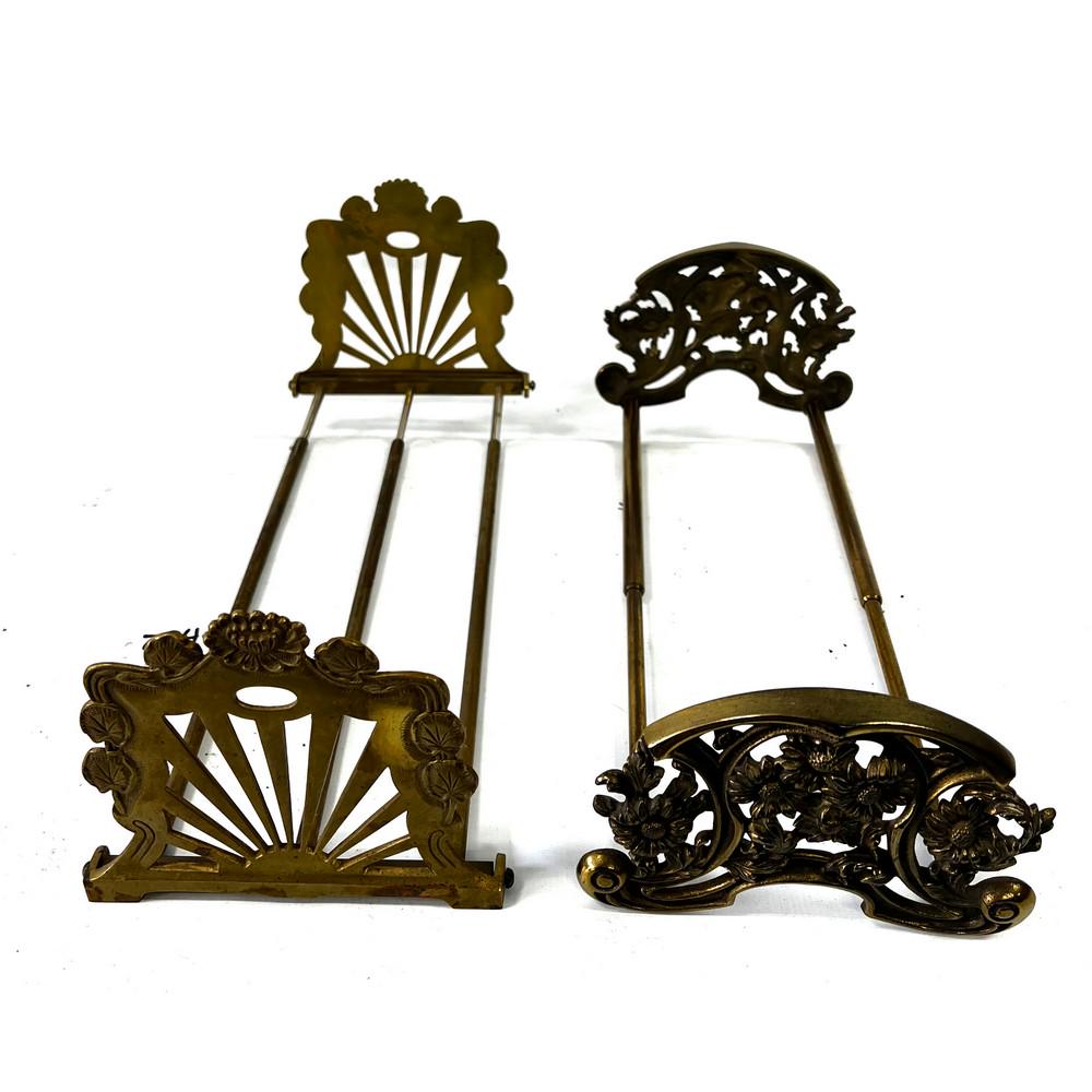 Pair decorative brass folding book ends - Floral D (1 of 3)