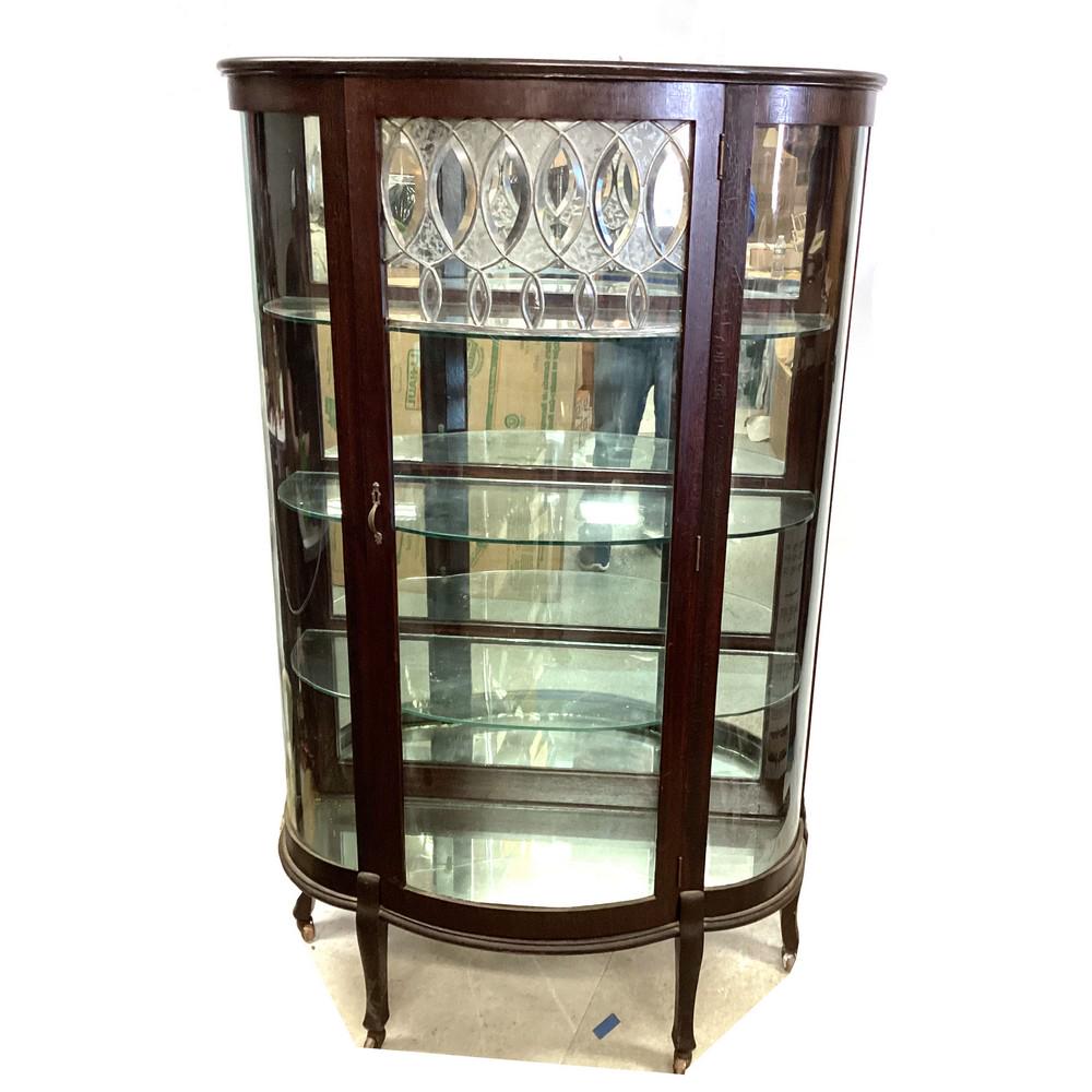 Antique Mahogany Frosted Leaded Glass China Closet (1 of 2)