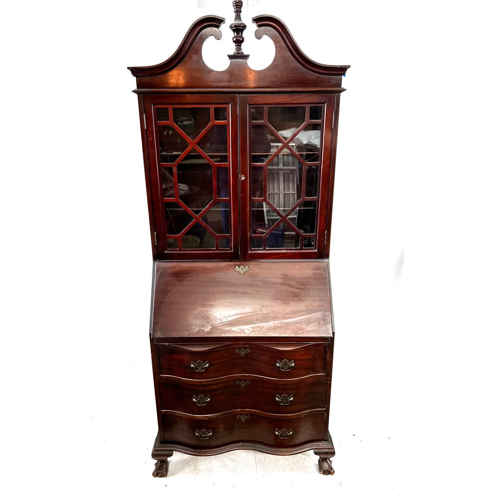 Mahogany Secretary, one piece, glass door top, dro (1 of 4)