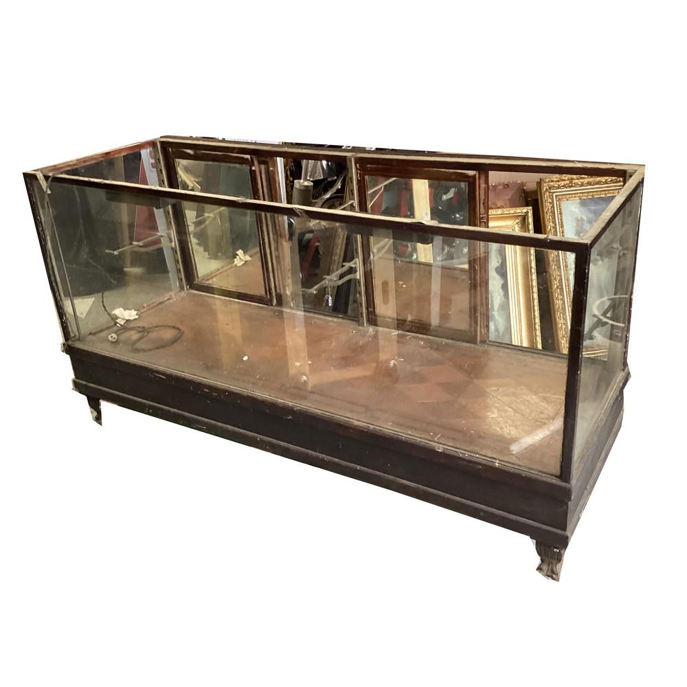 Antique Walnut Glass Showcase, missing top glass, (1 of 2)