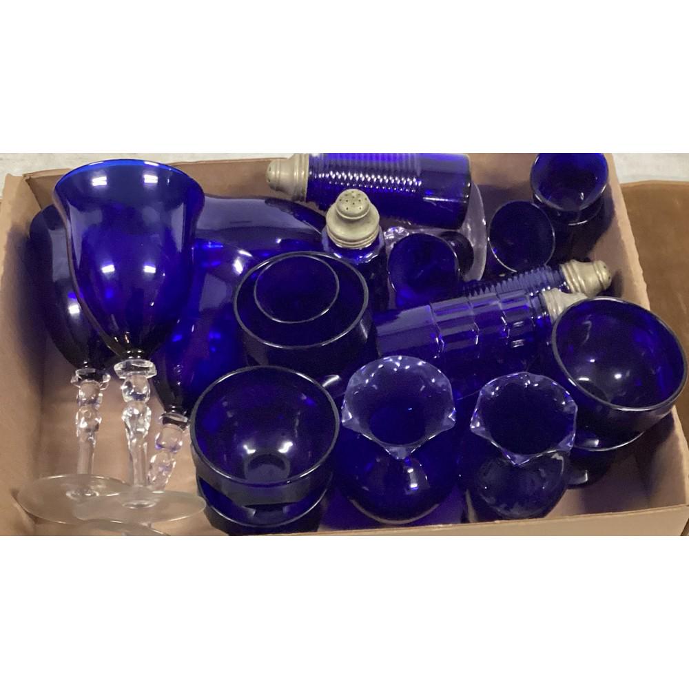 Cobalt lot glass ware 1830's/ stern ware, wine gla: Cobalt lot glass ware 1830's/ stern ware, wine glasses, 20+