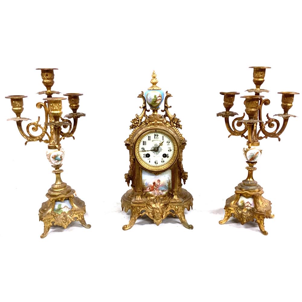 enable 3 piece/ clock - garniture w-faces / candle (1 of 2)