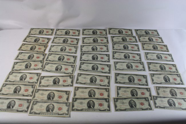 $80 Face Value Red Seal Two Dollar Bills: $80 Face Value Red Seal Two Dollar Bills