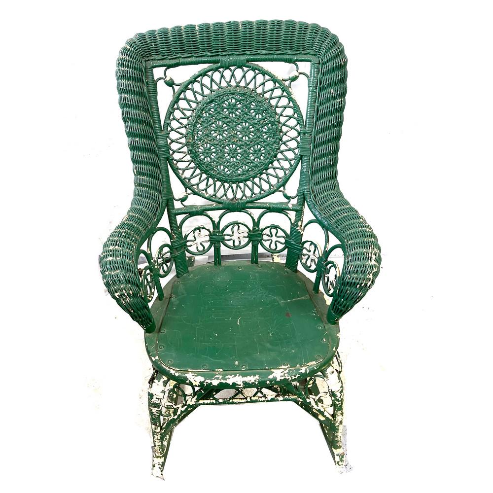 Wicker Rocker Painted Green (1 of 2)
