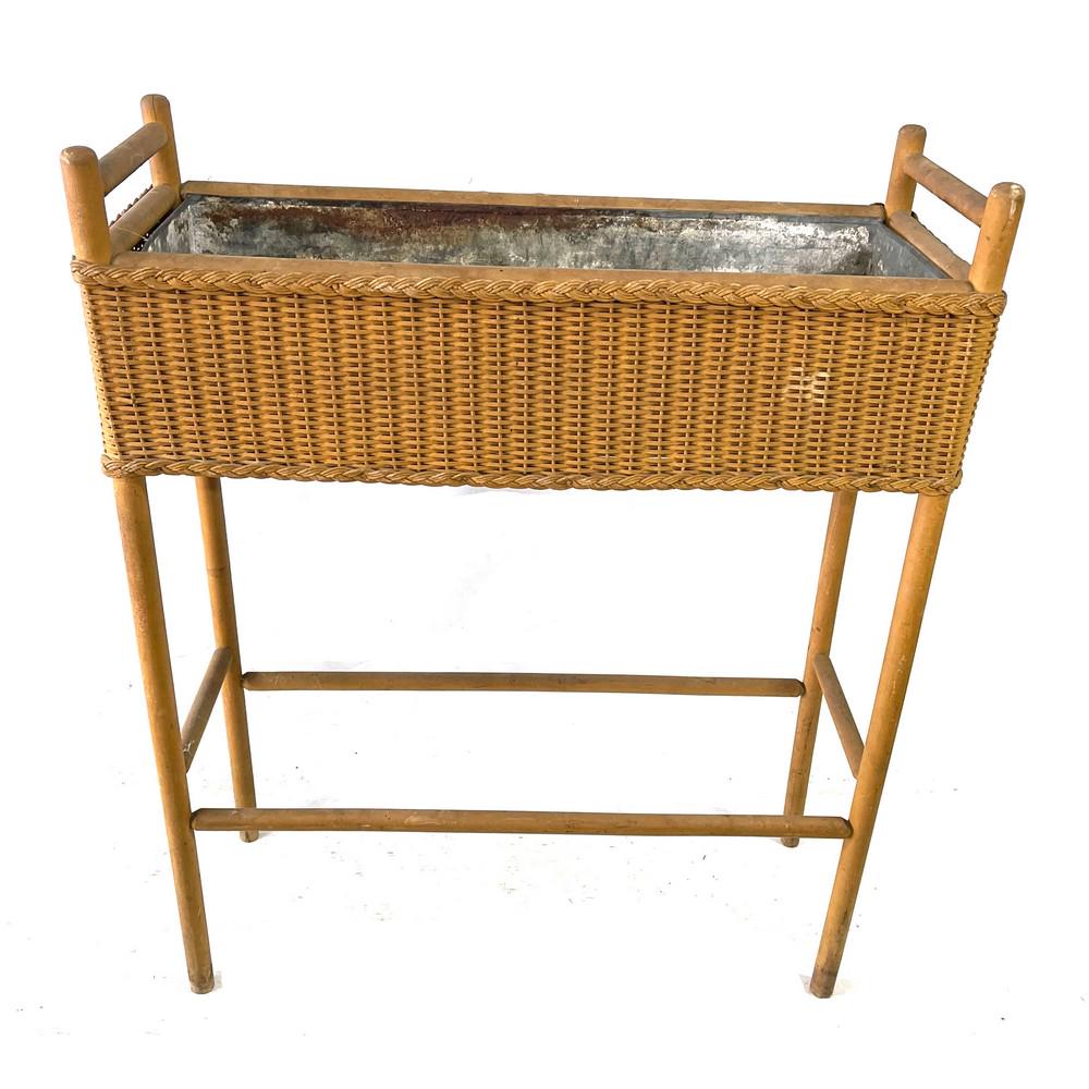 Antique Wicker Ferner With Metal Insert 30"x24" (1 of 1)