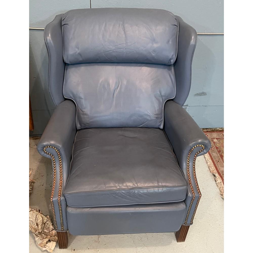 Vintage Blue Leather Recliner