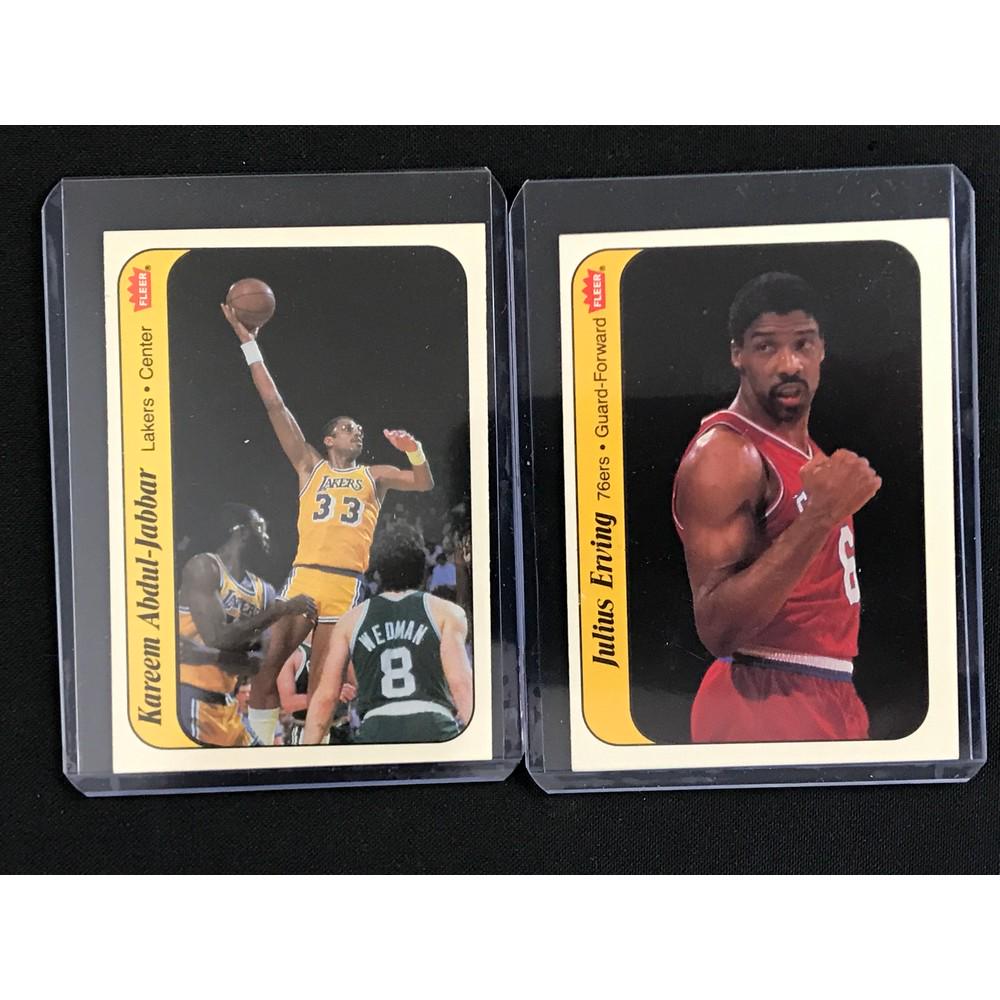 Two 1986 Fleer Stickers Erving And Jabbar (1 of 2)