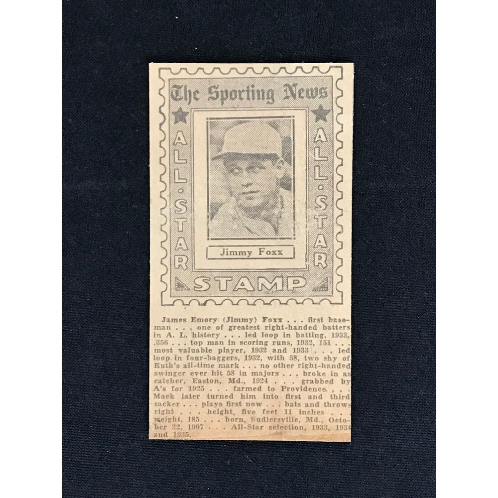 1936 Sporting News Baseball Stamp Jimmy Foxx (1 of 2)