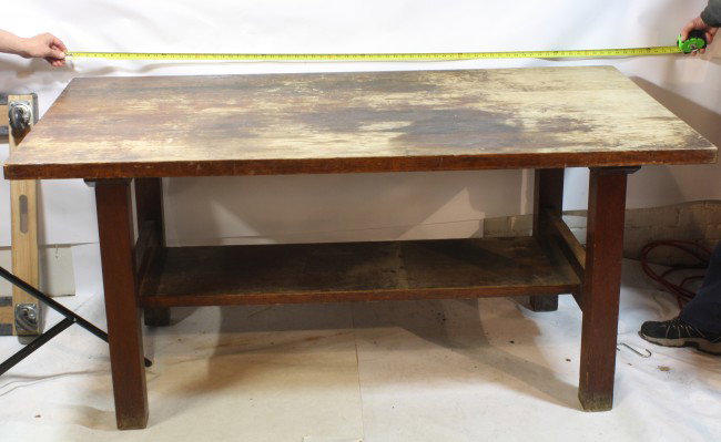 Gustav Stickley Keyed and Tenon Mission Library 66x3: Gustav Stickley Keyed and Tenon Mission Library 66x35 1/2 with shelf Craftsmen Label and Gustav Stickley Horshoe stamp