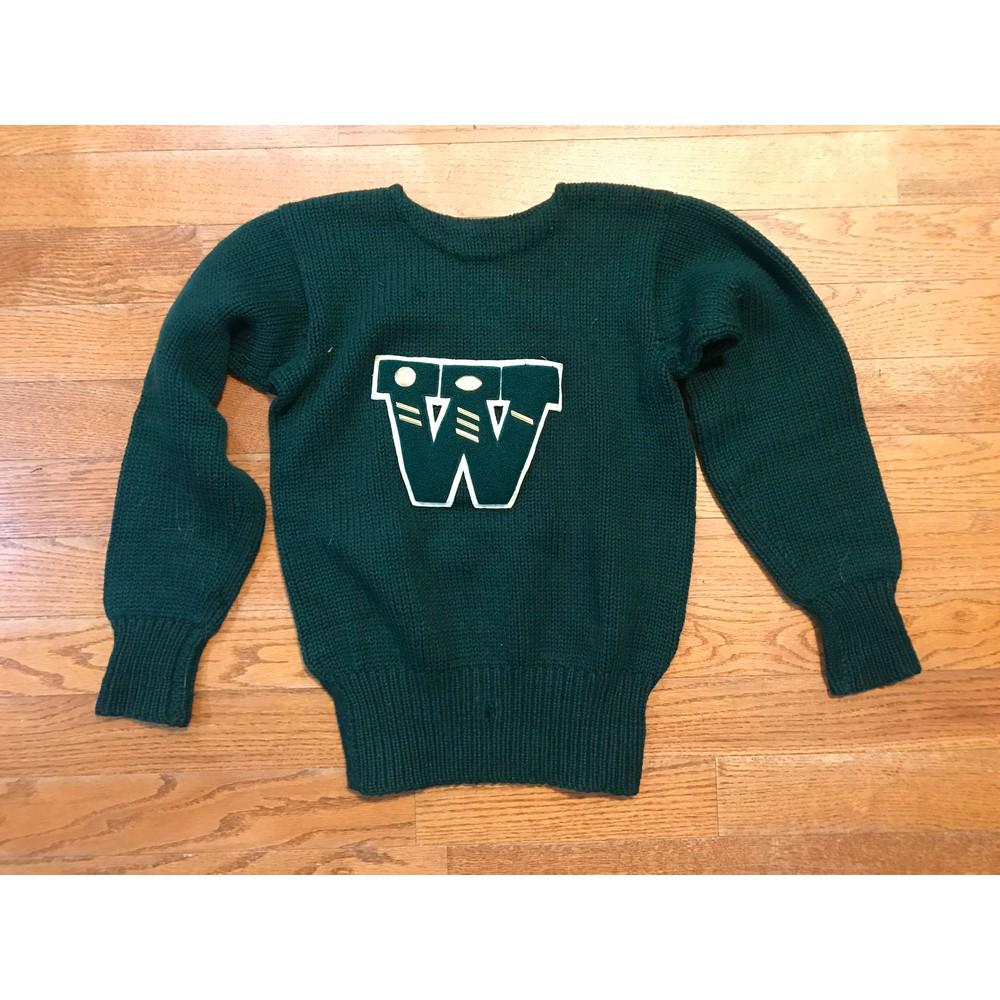 Estate Wool Football Sweater With Varsity Pins: Estate Wool Football Sweater With Varsity Pins