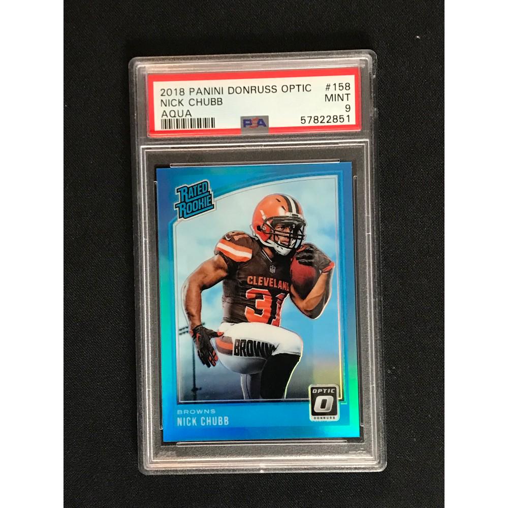 2019 Optic Aqua Nick Chubb Rookie Psa 9 (1 of 2)