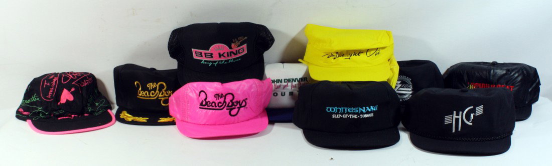 Lot of 10 Never Worn Concert baseball caps includin: Lot of 10 Never Worn Concert baseball caps including: ZZ Top. John Denver, Beach Boys x2, Whitesnake, BB King, and more