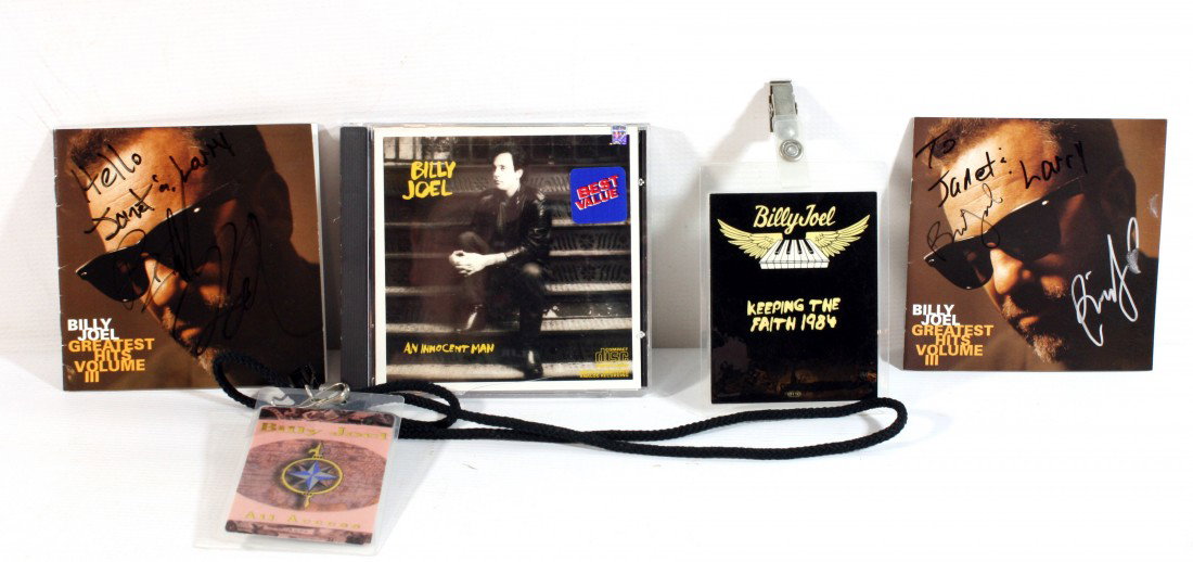 Billy Joel Lot including 2 Autographed CDs, Back St: Billy Joel Lot including 2 Autographed CDs, Back Stage Pass