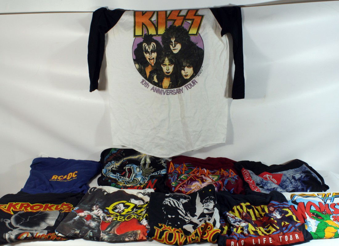 Lot of 10 Original Unworn Concert Tshirts includin: Lot of 10 Original Unworn Concert Tshirts including: Def Leppard, Loverboy, Van Halen, Ozzy Osborne, Night Ranger, ACDC 86, Krokus, Kiss 82, Van Halen Monsters of Rock, David Bowie
