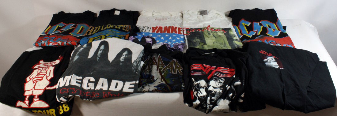 Lot of 10 Original Unworn Concert Tshirts includin: Lot of 10 Original Unworn Concert Tshirts including: ACDC Razor's Edge x2, Def Leppard, Van Halen, Bad Company, ACDC Crew Shirt 91, Everclear, MegaDeth, ACDC World Tour, Damn Yankees,