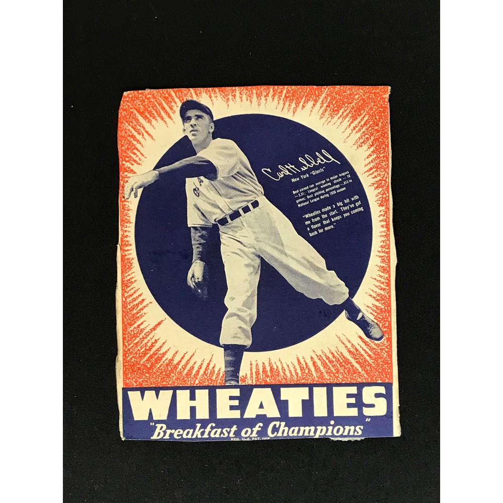 1938 Wheaties Carl Hubbell: 1938 Wheaties Carl Hubbell